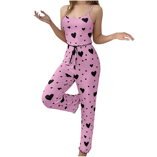 Plus Size Heart Print Pajama Set