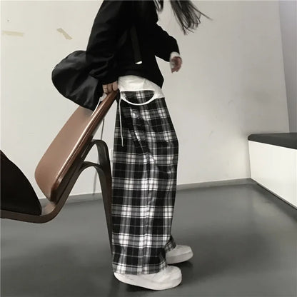 Oversize Black Plaid Sweatpants