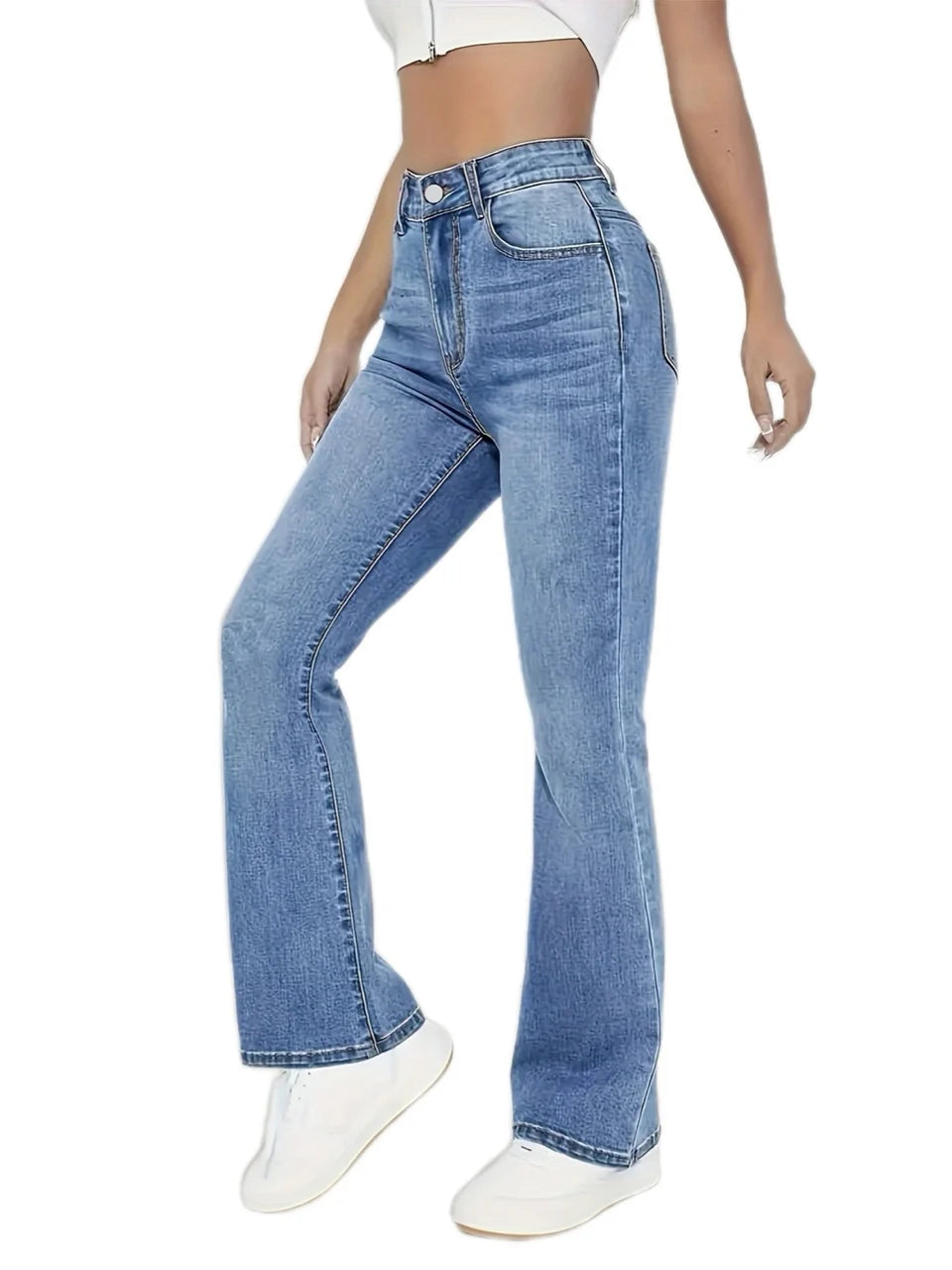 High Waist Wide Leg Denim Pants