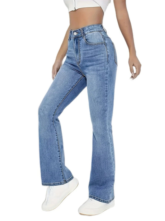 High Waist Wide Leg Denim Pants