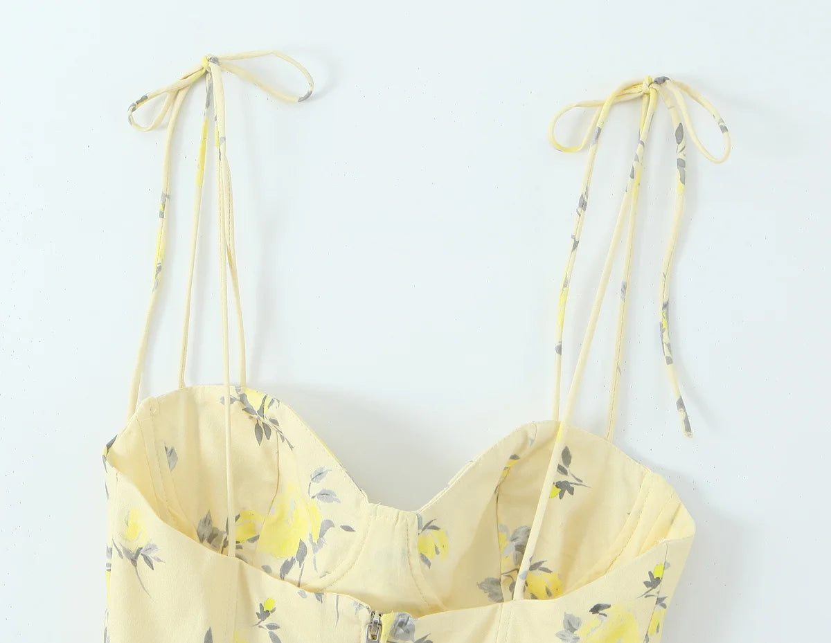 Floral Backless Corset Cami Top
