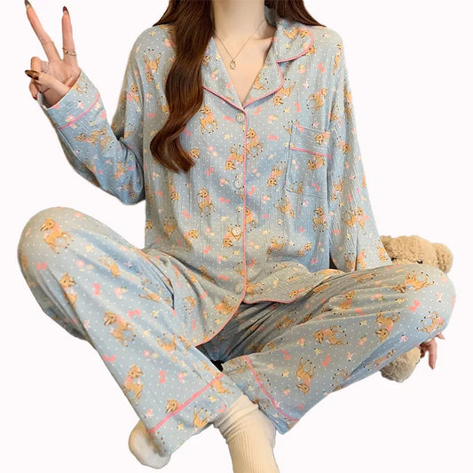 Korean Long Sleeve Pajama Set