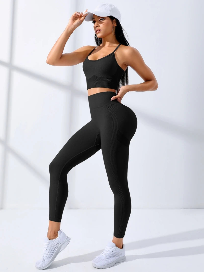 2PCS Seamless Yoga Leggings Set