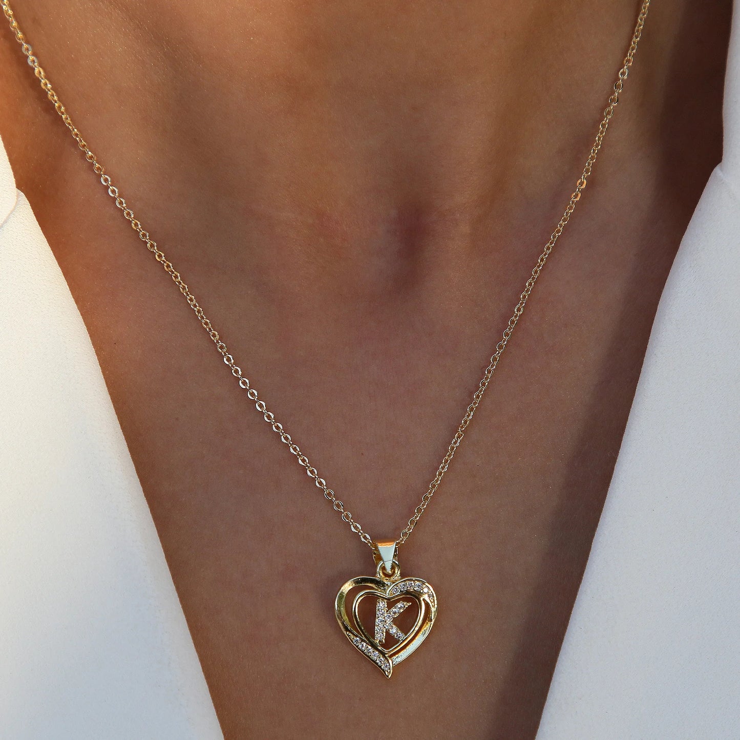 Initial Heart Zircon Necklace