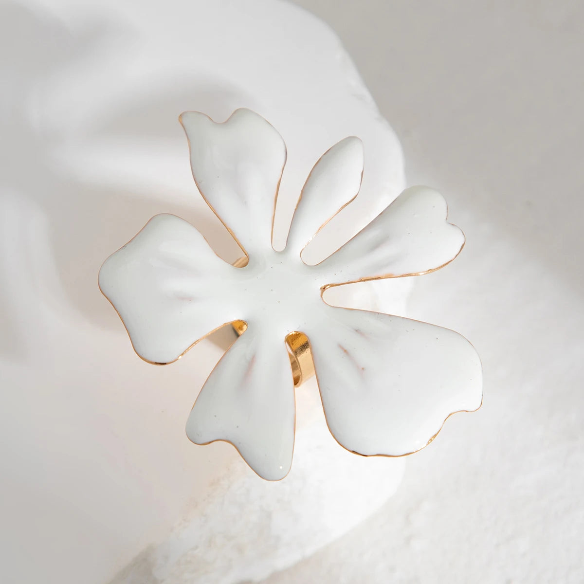 Floral Drip Oil Adjustable Ring