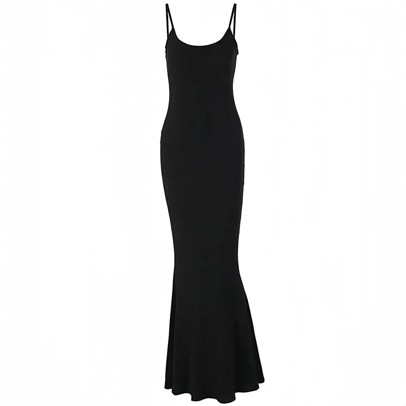 Satin Backless Bodycon Maxi Dress