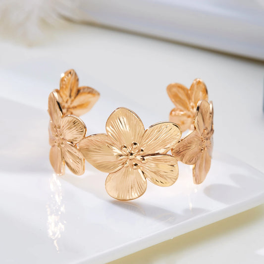 Butterfly Flower Open Cuff