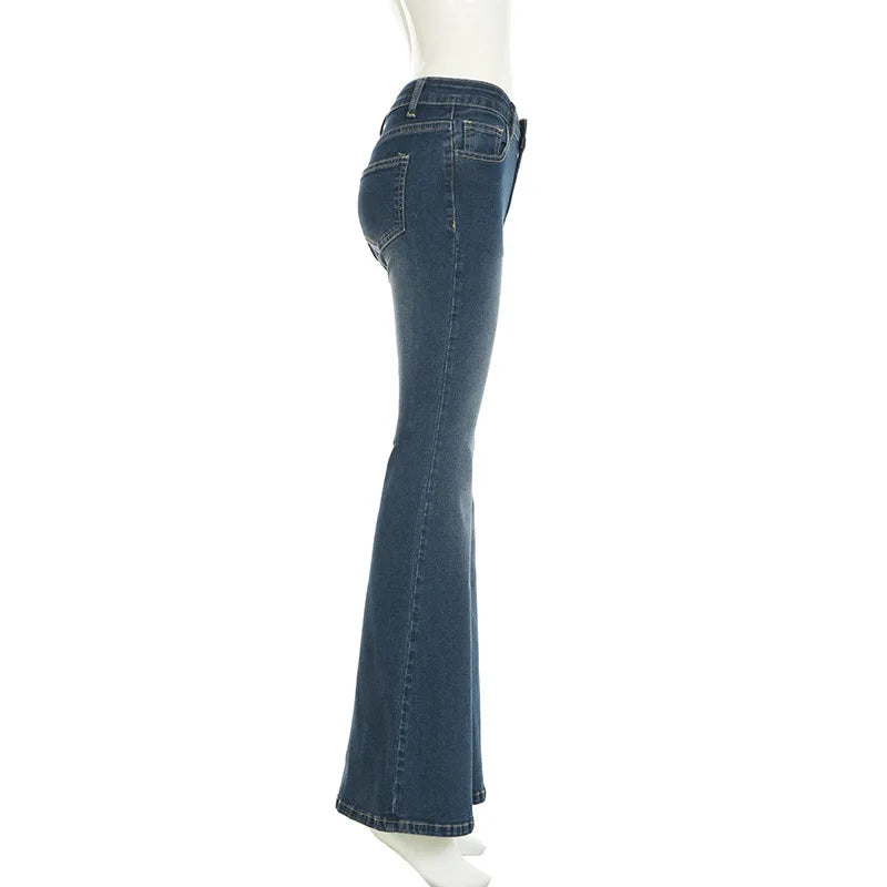 Retro Floral Embroidered Jeans