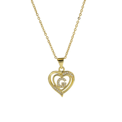 Initial Heart Zircon Necklace
