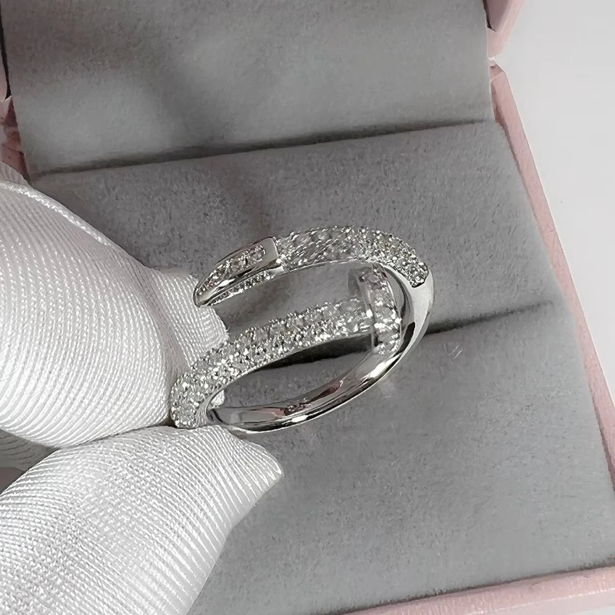 Korean Punk Cubic Zirconia adjustable ring