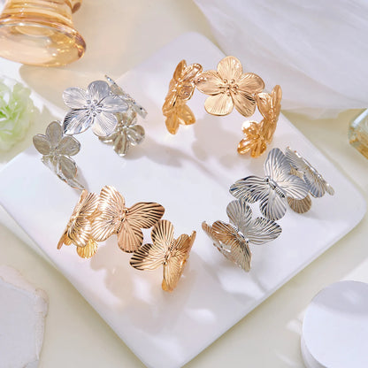 Butterfly Flower Open Cuff