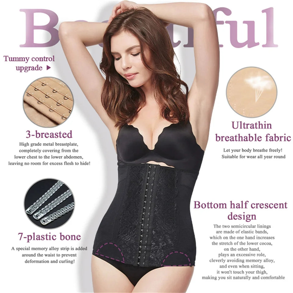 Mesh Embroidered Waist Trainer Corset