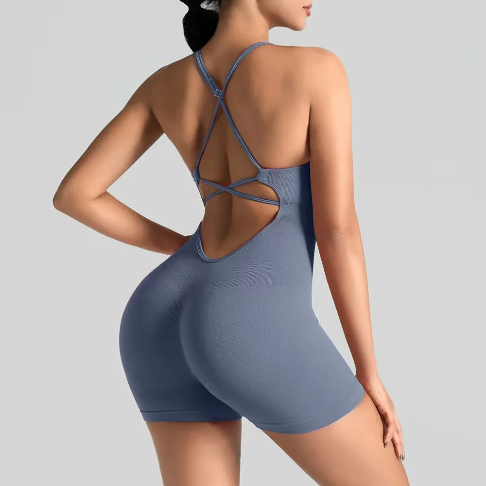 Seamless Yoga Shorts Jumpsuit