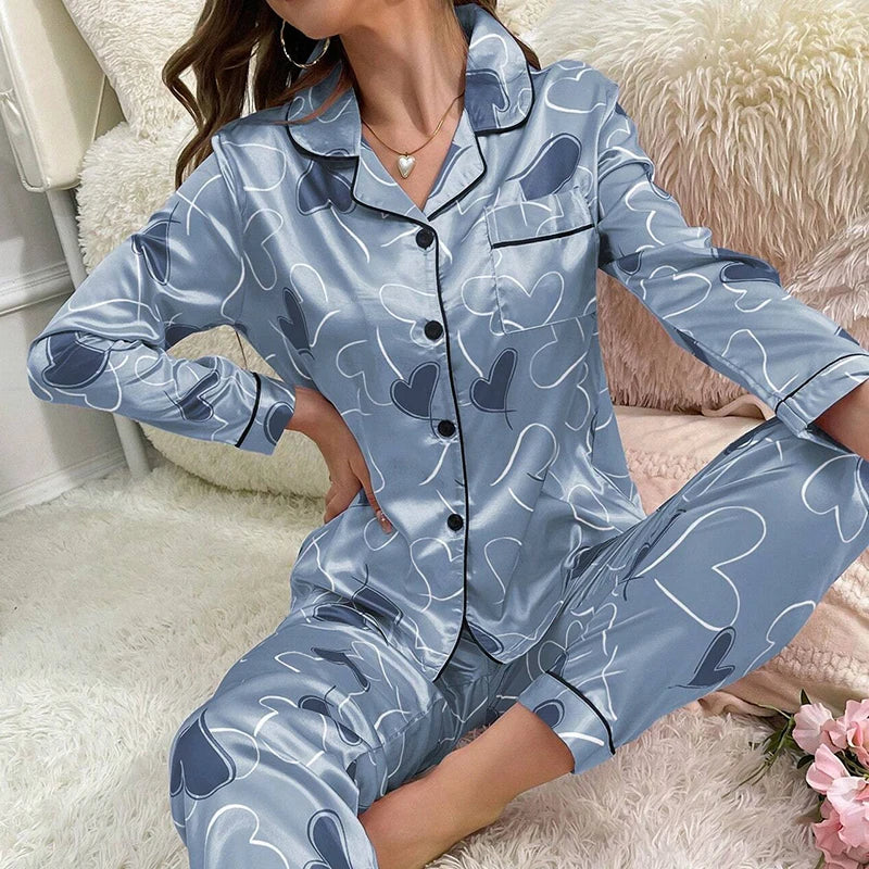 Satin Button-Up Pajama Set
