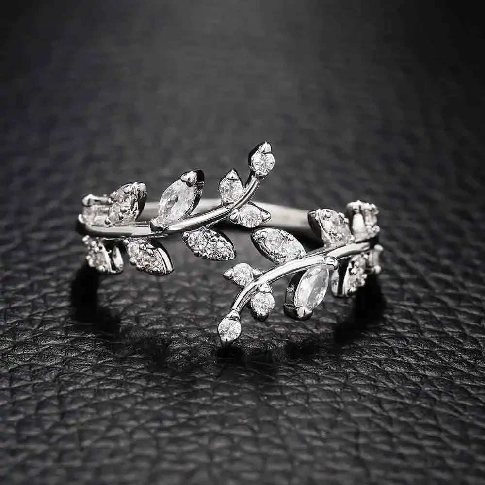 Korean Leaf Zircon Open Ring