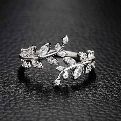Korean Leaf Zircon Open Ring