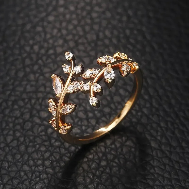 Korean Leaf Zircon Open Ring