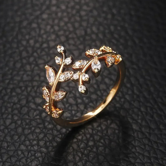 Korean Leaf Zircon Open Ring