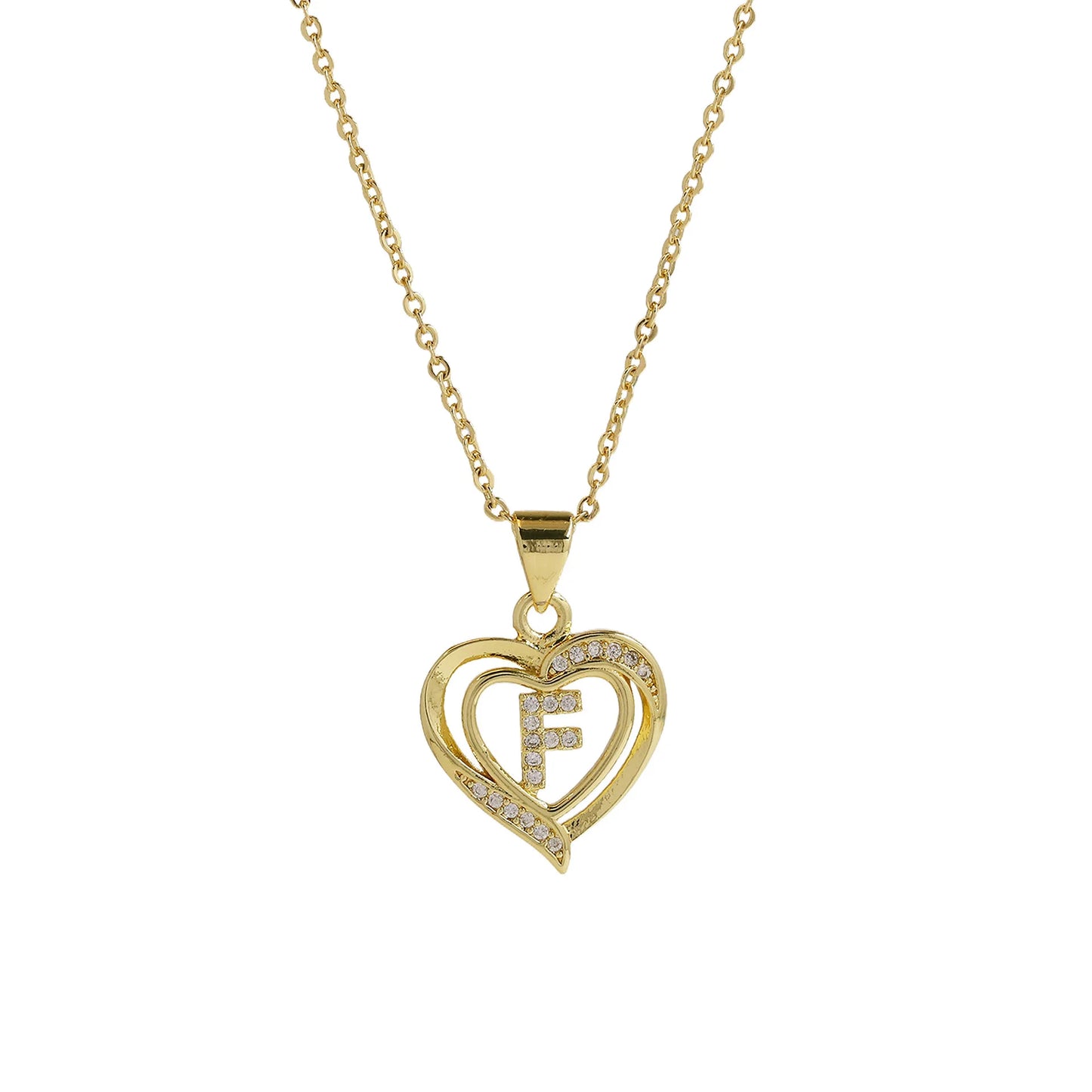 Initial Heart Zircon Necklace