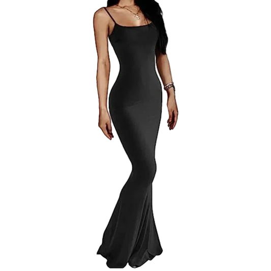 Satin Backless Bodycon Maxi Dress