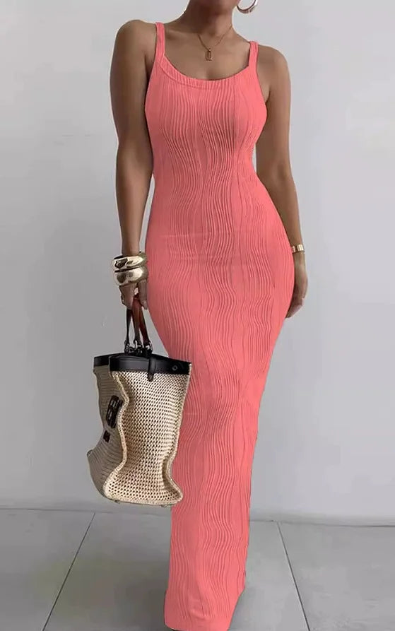 Spaghetti Strap Water Wave Maxi Dress