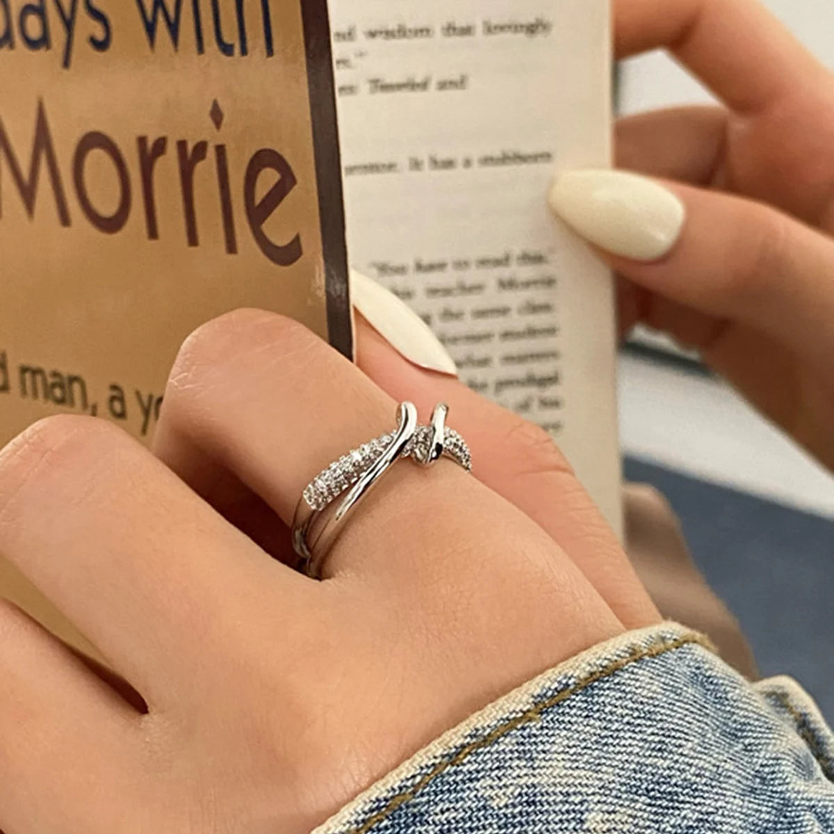 Korean Punk Cubic Zirconia adjustable ring