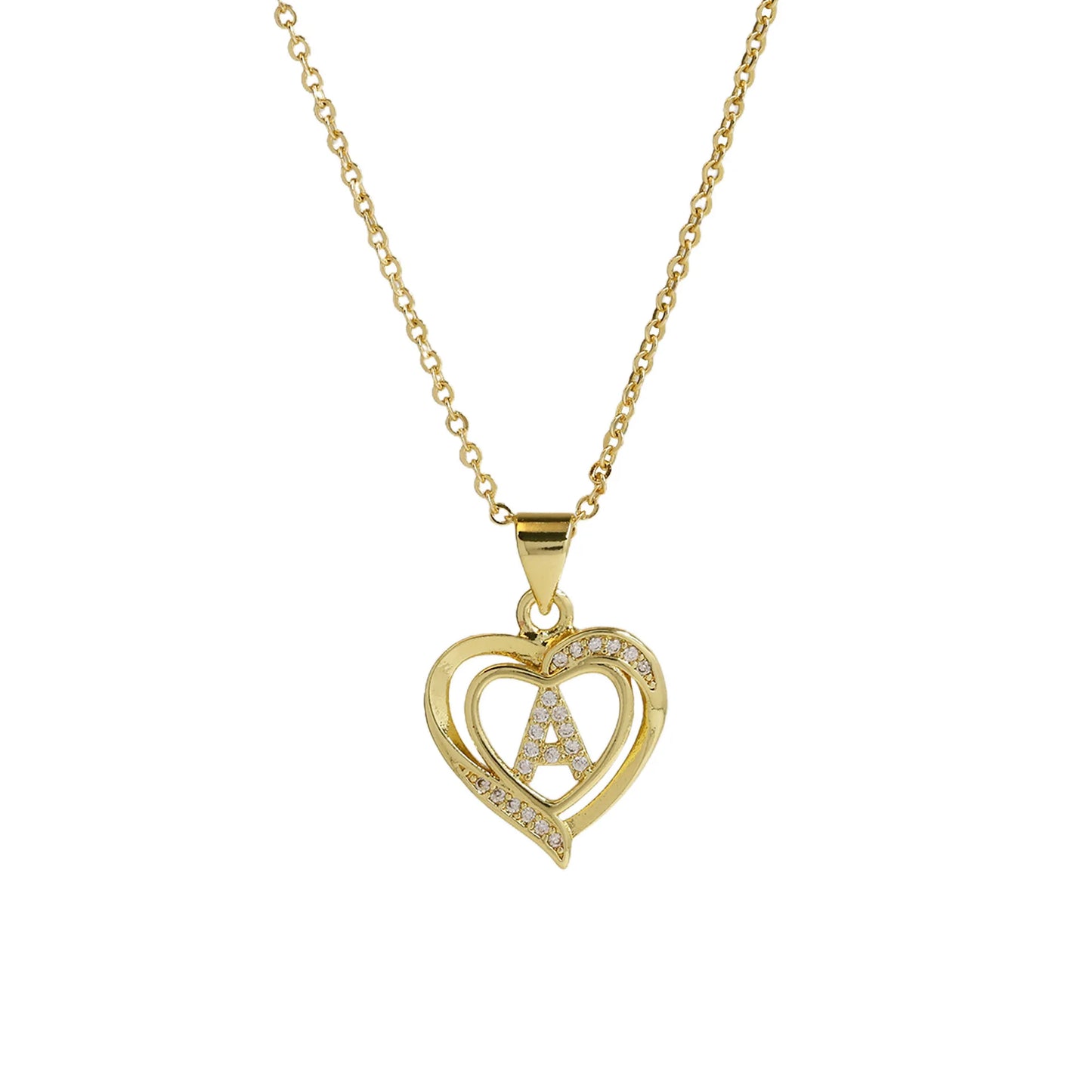 Initial Heart Zircon Necklace