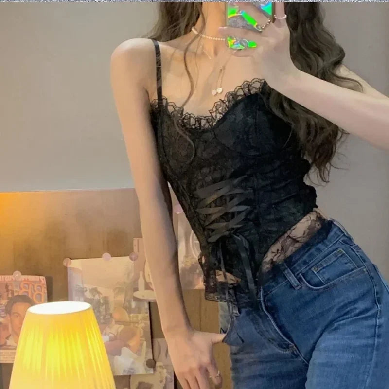Lace Corset Crop Tank Top