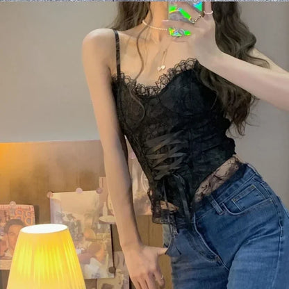 Lace Corset Crop Tank Top