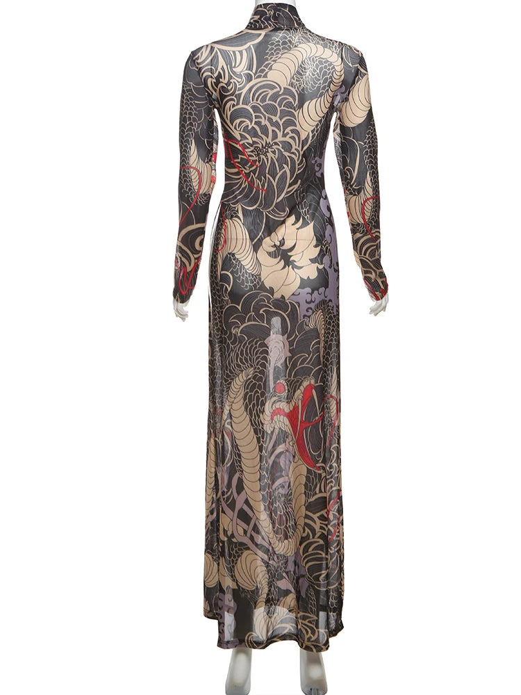 Aesthetic Mesh Slim Fit Dress