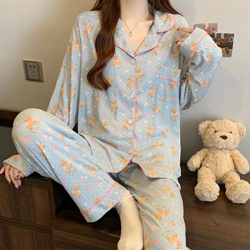 Korean Long Sleeve Pajama Set