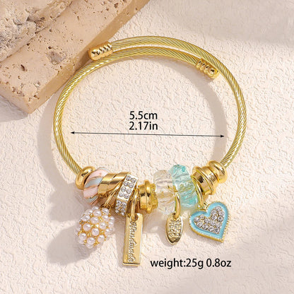 Multi Charm Open Bead Bracelet