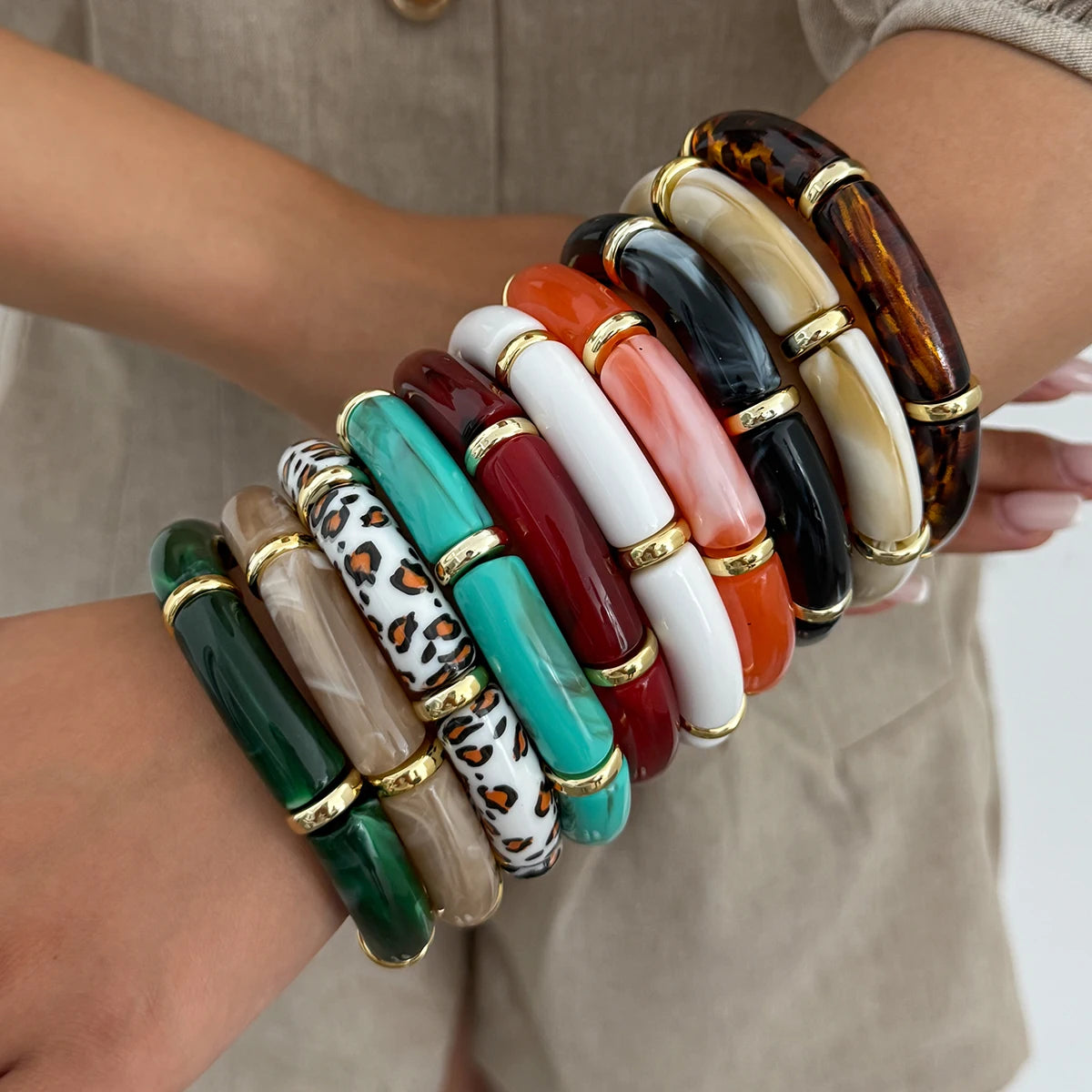 Vintage Leopard Stack Bracelet Set