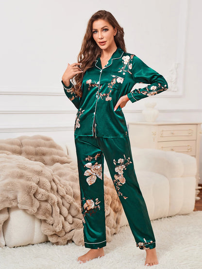Floral Satin Pajama Set