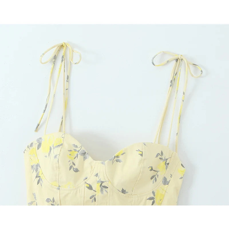Floral Backless Corset Cami Top