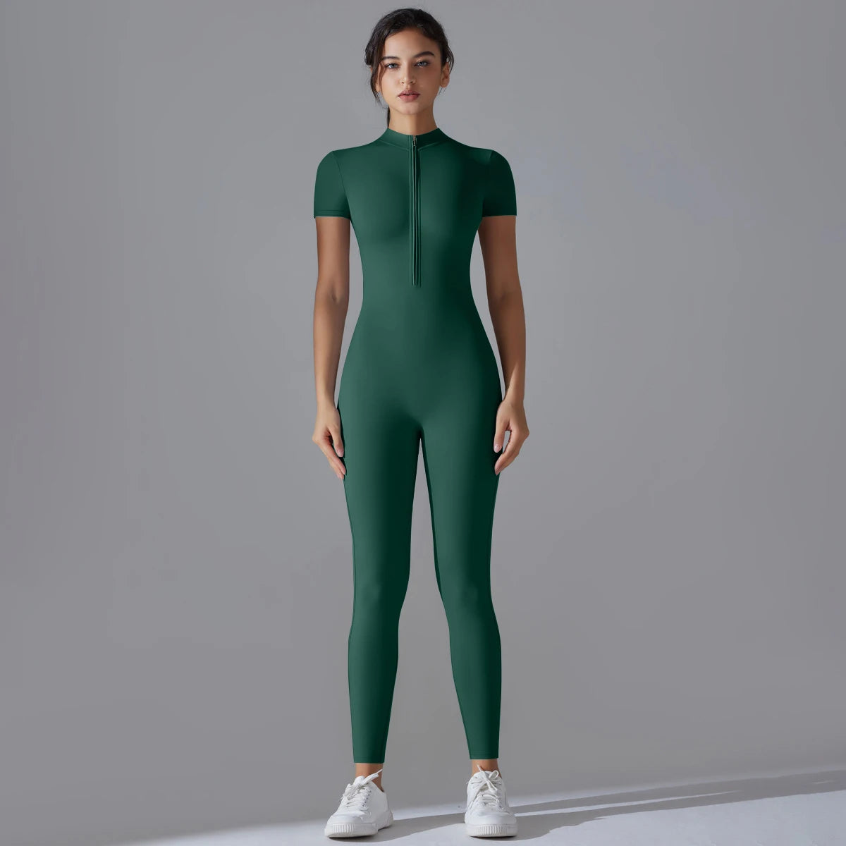 Short Sleeve Zipper Yoga Jumpsuit