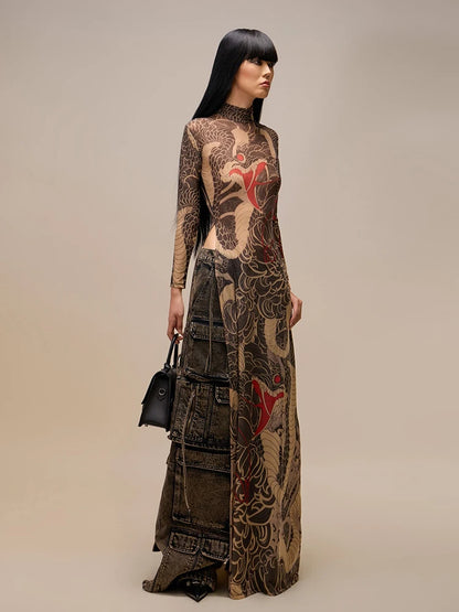 Aesthetic Mesh Slim Fit Dress