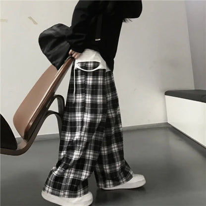Oversize Black Plaid Sweatpants