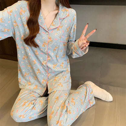 Korean Long Sleeve Pajama Set