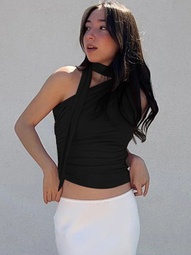 Backless Halter Crop Top
