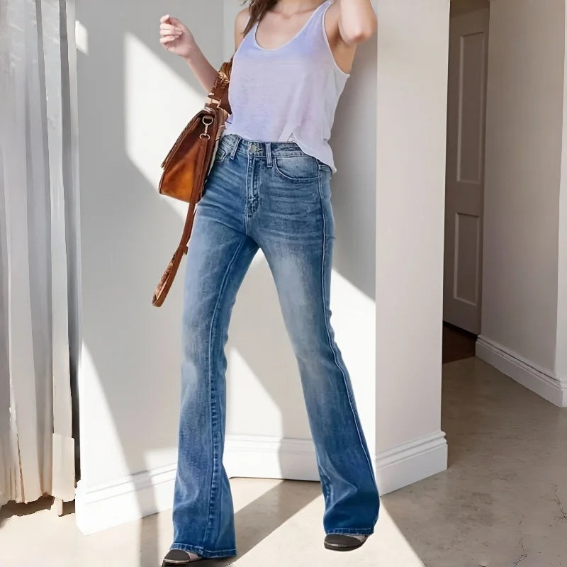 High Waist Flared Denim Jeans