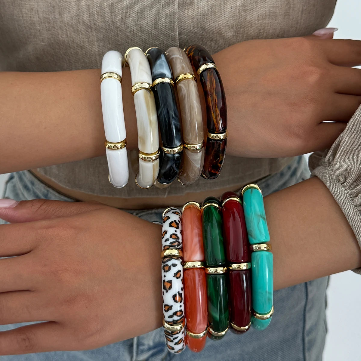 Vintage Leopard Stack Bracelet Set