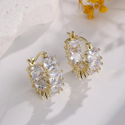 Vintage Black Crystal Hoop Earrings