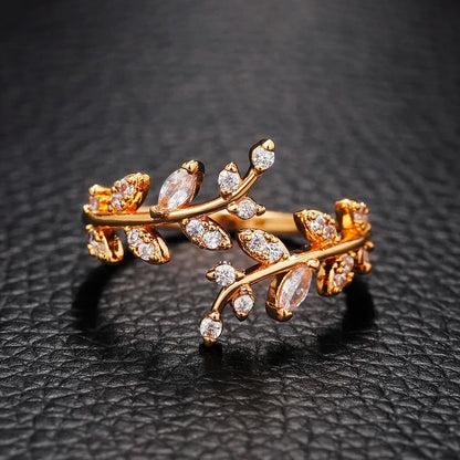 Korean Leaf Zircon Open Ring
