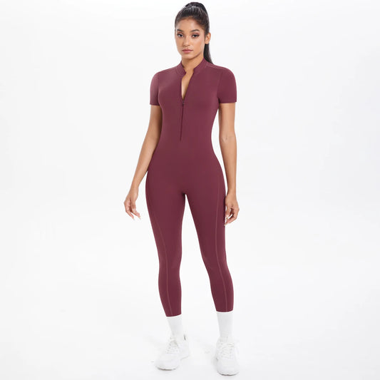 Short Sleeve Fitness Jumpsuit