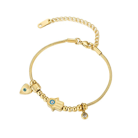 Evil Eye Heart Chain Bracelet