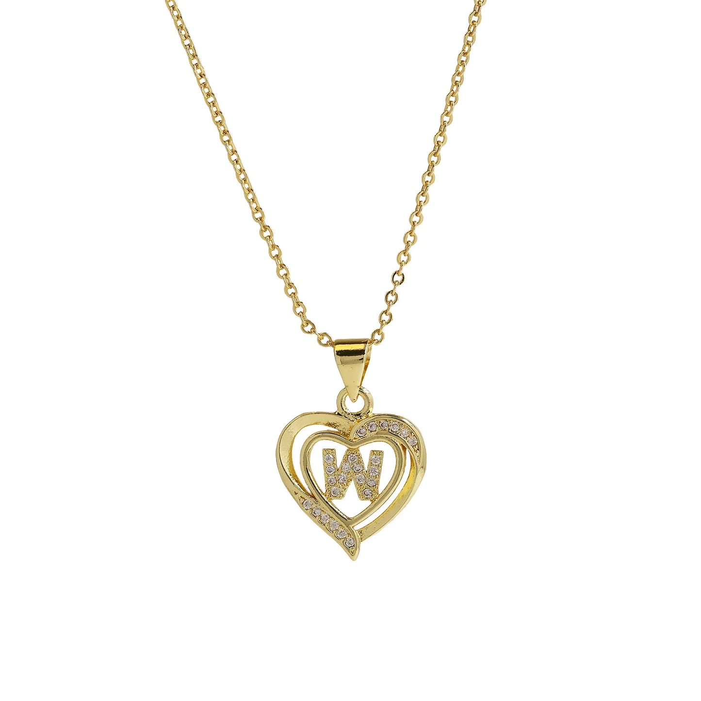 Initial Heart Zircon Necklace