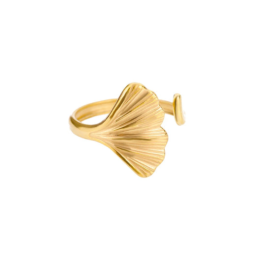 Vintage Ginkgo Leaf Open Ring