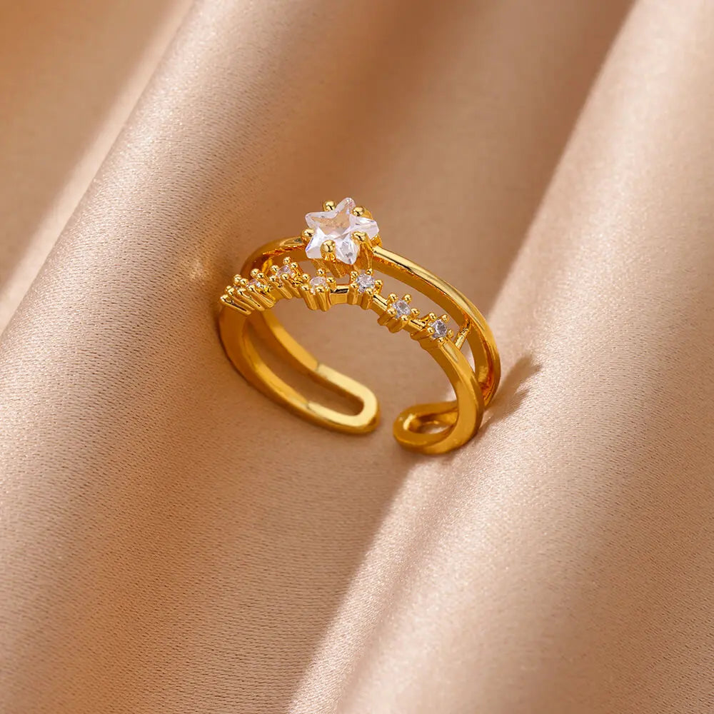 Geometric Heart Zircon Ring