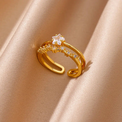 Geometric Heart Zircon Ring